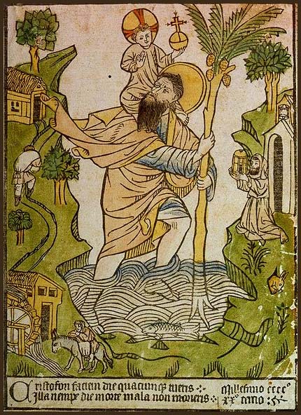 St. Christopher, Guardian of Safe Journeys, from Jacobus' Golden Legend